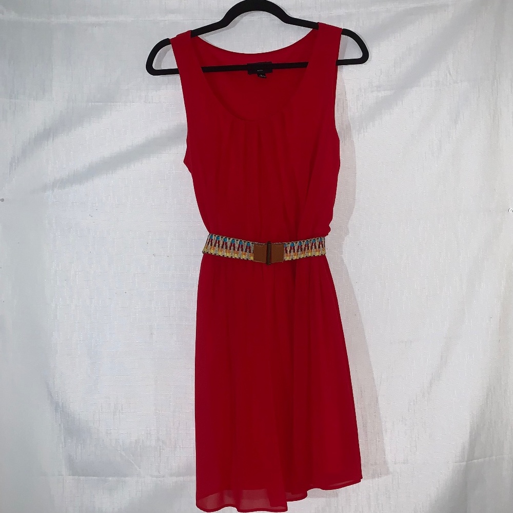 IZ Byer Red Pleated Dress Size Large